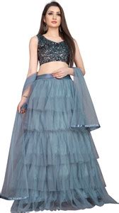 Yozty Enterprise Solid Semi Stitched Lehenga & Crop Top - Buy Yozty ...