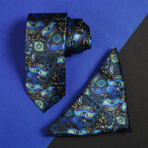 Rizoro Mens Printed Silk Necktie Gift Set With Pocket Square Formal Ti ...