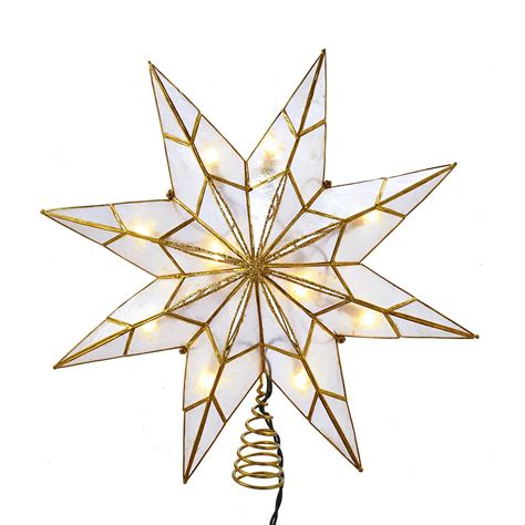 10-Light 8-Point Gold Capiz Star Treetop