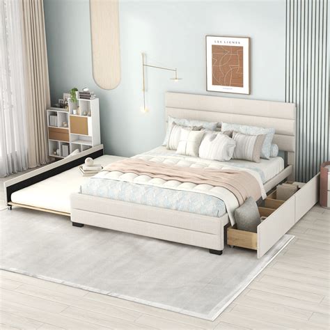Amazon.com: Harper & Bright Designs Queen Size Bed with 2 Storage ...