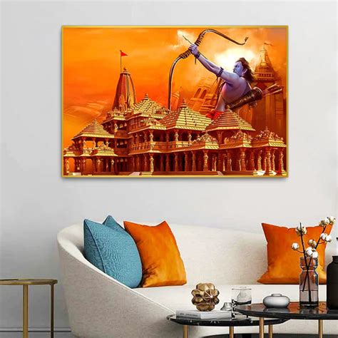 Eurotex Holy Ram Mandir, Canvas Printed, Wall Painting For Living Room ...
