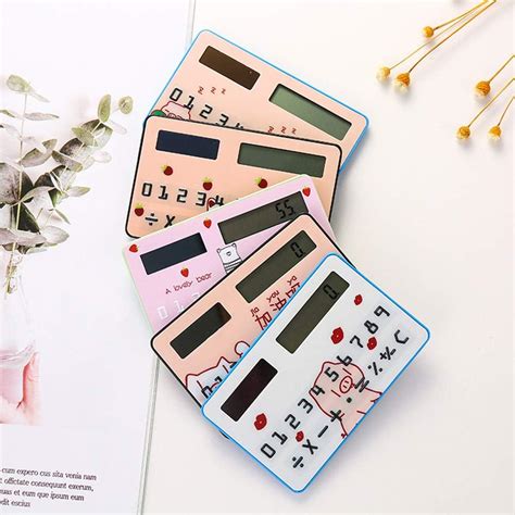 Buy DSstyles Mini Card Solar Calculator 8-Digit Cartoon Cute Portable ...