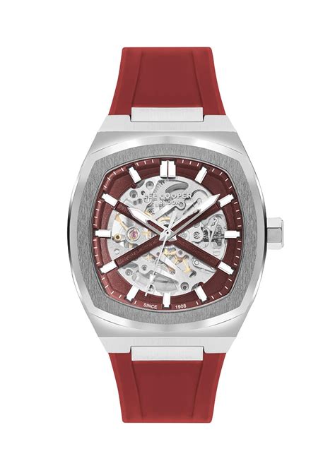 Lee Cooper Automatic Skeleton Red Tonneau Dial Men's Watch - LC07902 ...