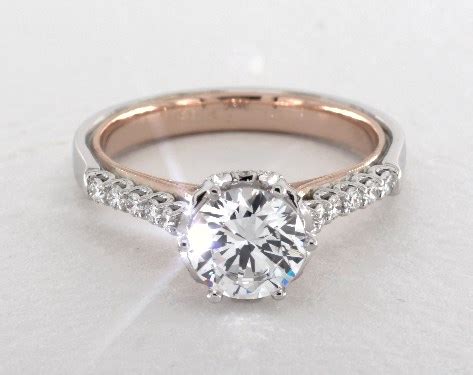 14K White Gold and Rose Gold Classic Engagement Ring by Verragio-6938w14