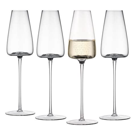 Buy Crystal Champagne Glasses Set of 4 Waveform Bottom, 8.4 oz Quality ...