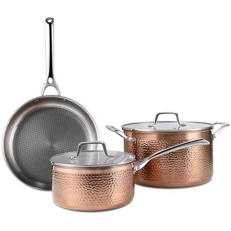 Luxury Hammered Stainless Steel Cookware set, 5 Piece Heavy Duty Pots ...