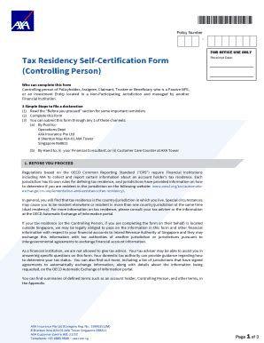 Fillable Online Tax Residency Self-Certification Form (Controlling ...