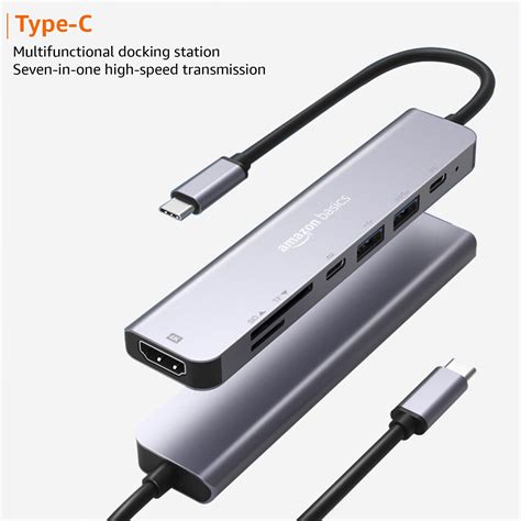 Amazon Basics 7-in-1 USB C HUB to 4K HDMI Multiport Adapter Compatible ...