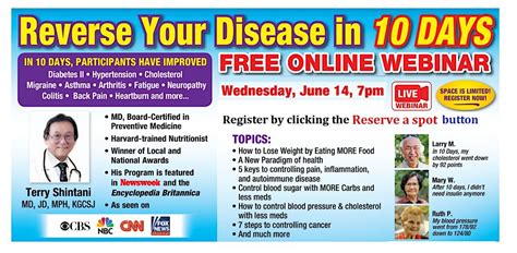 (n) Reverse Your Disease in 10 Days - June 14, 2023, Wed,7pm Hawaii ...