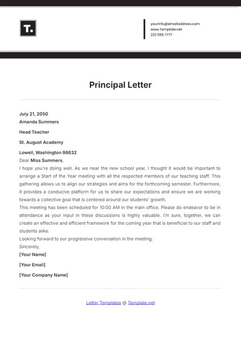 Free Principal Letter Template to Edit Online