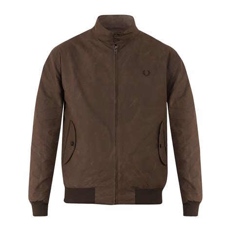 Buy Fred Perry Men Dark Brown Wax Harrington Solid Jacket for Men ...