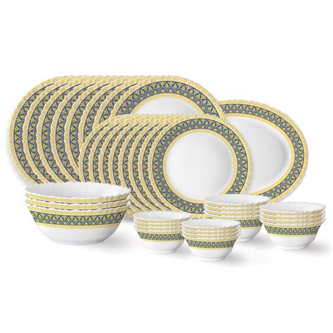 Larah by Borosil Regal Fluted Series Opalware Dinner Set | 36 Pieces ...