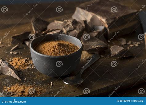 Raw Organic Dark Chocolate Cocoa Powder Stock Photo - Image of caffeine ...