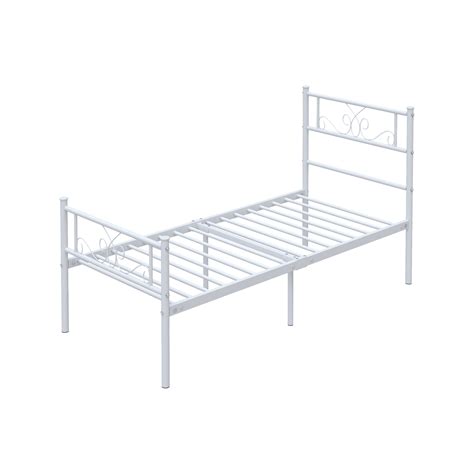 Buy Easy Set-up Premium Metal Bed, Platform Box Spring with Headboard ...