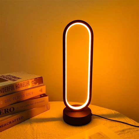 Three-Color Dimming LED Ring Table Lamp - Bedside Night Light for Bedr ...