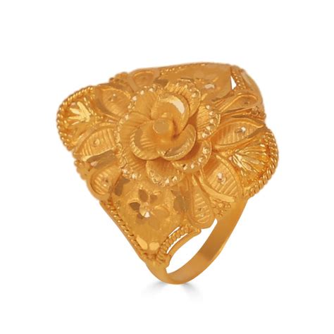 Ishara Regal 3D Floral Gold Ring – PP Jewellers