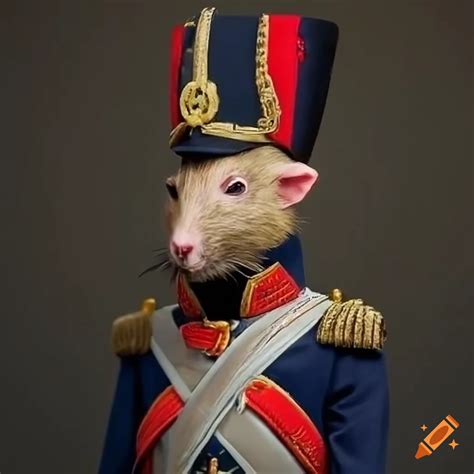 Rat wearing napoleonic imperial guard uniform
