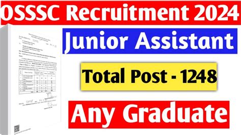 Odisha Study Point OSSSC Junior Assistant Recruitment 2024