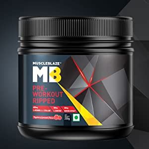 MuscleBlaze Pre Workout Ripped Powder, Raspberry Lemonade (27 Servings ...