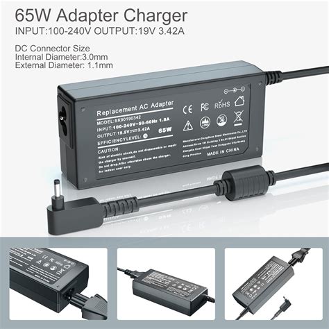 ACER 19V 3.42A 65W Chromebook Slim Pin Laptop Charger