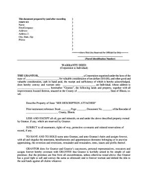 Illinois Warranty Deed Template - Blank Fillable Template | Fill Out ...