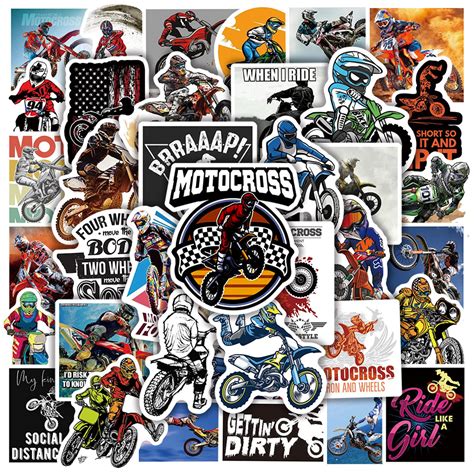 Buy Motocross Dirt-Bike Stickers, 50PCs, Aesthetic Vinyl Waterproof ...