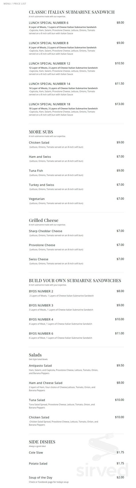 LUNCH WYANDOTTE menu in Wyandotte, Michigan, USA