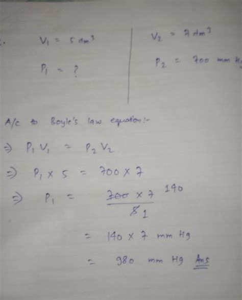 5 dm3 of dry oxygen is allowed to expand to 7 dm3 when pressure ...