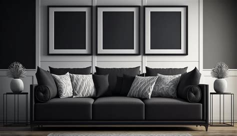 Living room gallery wall mockup, frames on the wall, minimalist frame ...