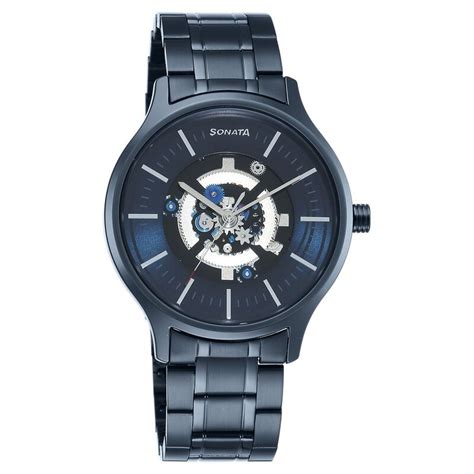Buy Online Sonata Unveil Quartz Analog Blue Dial Stainless Steel Strap ...