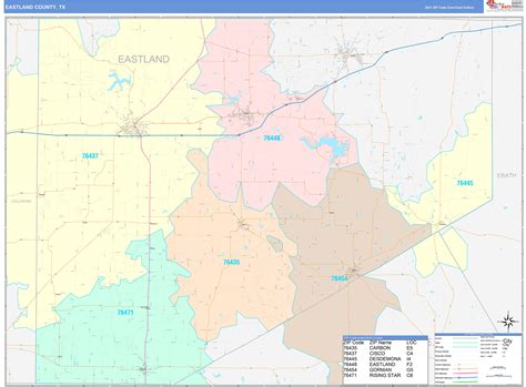 Eastland County, TX Wall Map Color Cast Style by MarketMAPS - MapSales