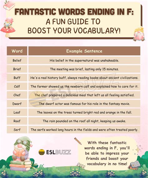 Fascinating Words Ending in F - Expand Your Vocabulary Today! - ESLBUZZ