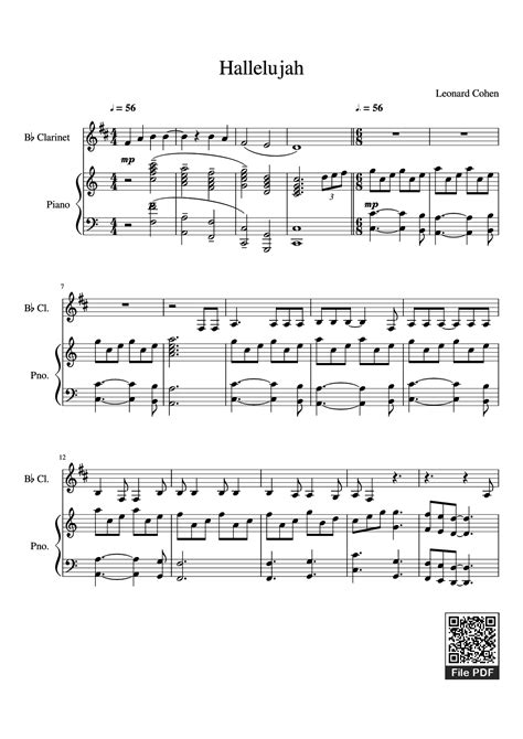 [Sheet] Hallelujah Piano PDF (Leonard Cohen), chords Piano, mp4/midi