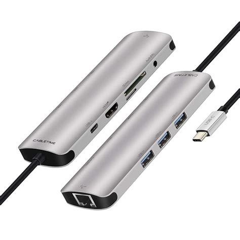 USB C Hub,9 in 1 Aluminum Multiport Adapter with Type-C Charging Port ...