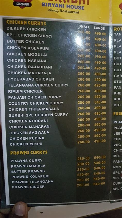 Menu at Surabhi Biryani House & Family Restaurant, Mancherial