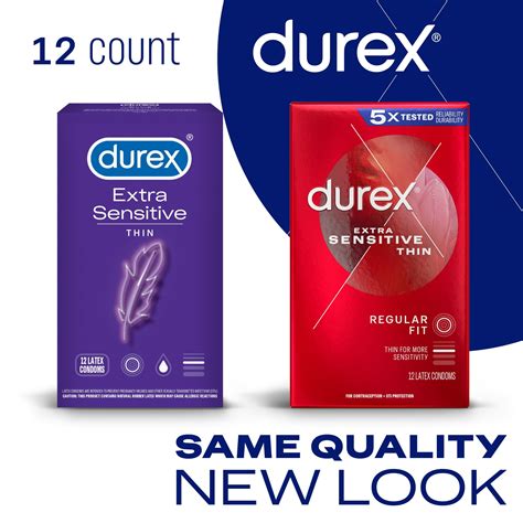 Durex Extra Sensitive Lubricated Ultra Thin Premium Condoms, Regular ...