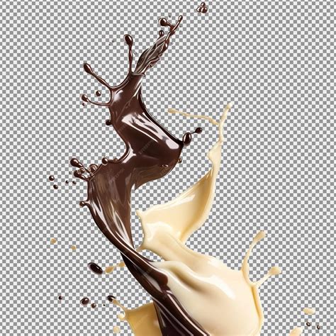 Premium PSD | Chocolate and vanilla swirl falling mockup splash of both ...