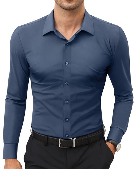 Alimens & Gentle Mens Stretch Dress Shirts Solid Casual Button Down ...