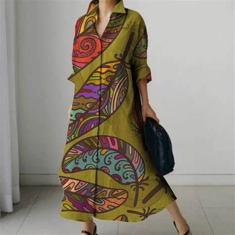Wama Trendz Multicolor Linen Blend Vintage Printed Long Dress Price in ...