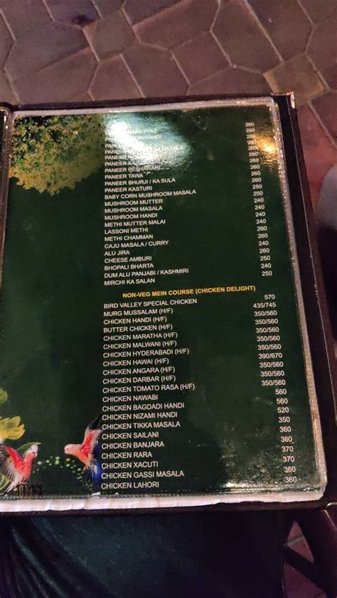 Menu at Bird Valley Lakeview, Pimpri-Chinchwad, Hotel Bird valley GP 93