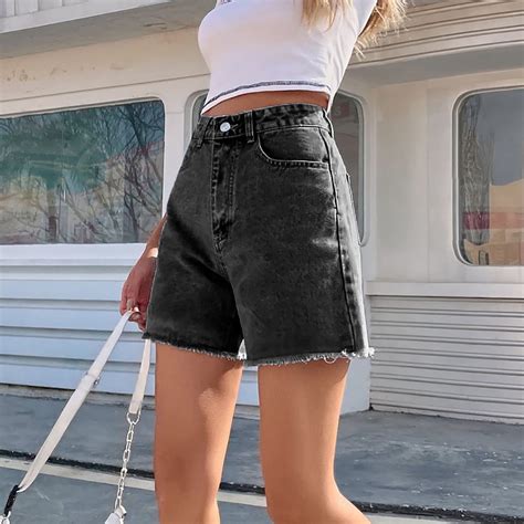 Black High Waisted Denim Shorts Outfit