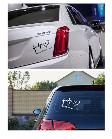 Lyoman® Car Sticker Exterior Hope Faith Love Heart Car Decal Stickers ...