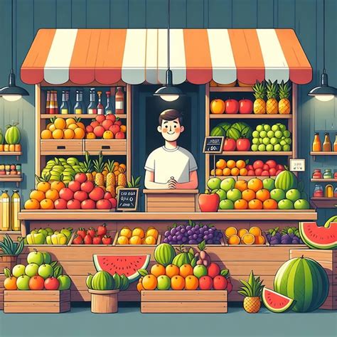 Fruit Shop Cartoon 的图像结果