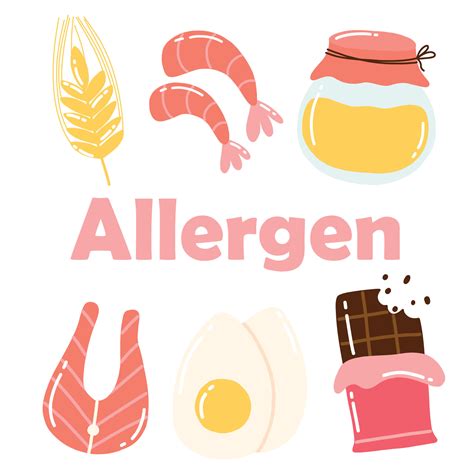 Food Allergens. Allergen Products Collection. Vector illustration. Allergy. Drawn style ...