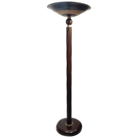 French Art Deco Style Life-Size Bronze Lamp Statue with Torchiere For ...