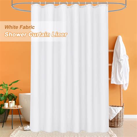 Inosoo Fabric Shower Curtain Liner, 72Wx78H Extra Long White Waterproof ...