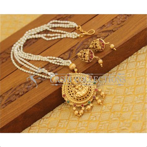 Matte Finish Lakshmi Pearl Necklace Set M1341 – Urshi Collections