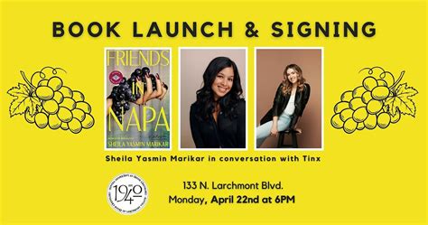 Book Launch! Sheila Yasmin Marikars FRIENDS IN NAPA, Chevalier's Books ...