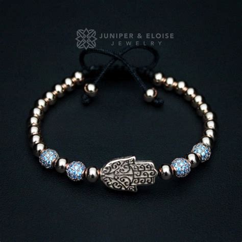 Rose Gold Beaded Bracelet with Aquamarine Spacer Beads