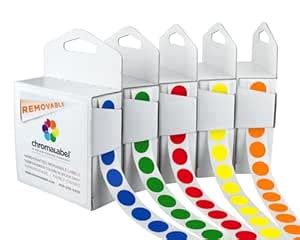 Removable Color-Code Dot Label Kit | 5 Assorted Standard Colors | 1000 ...